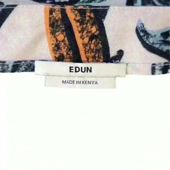 EDUN V-Neck Tropical Leaf Print Wrap Blouse Short Sleeve Made in Kenya Size 0 - Picture 4 of 9